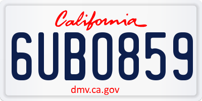 CA license plate 6UBO859