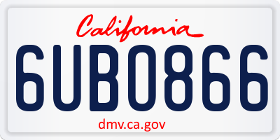 CA license plate 6UBO866