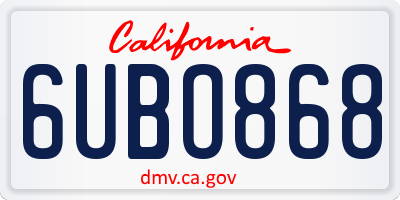 CA license plate 6UBO868