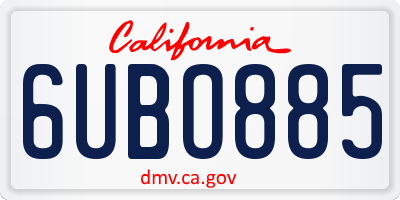 CA license plate 6UBO885