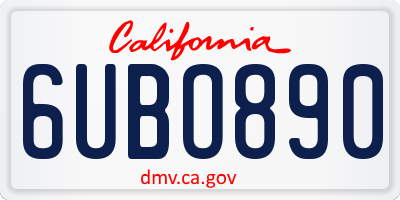 CA license plate 6UBO890