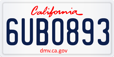 CA license plate 6UBO893