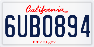 CA license plate 6UBO894