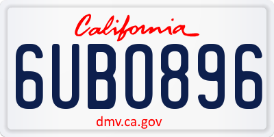 CA license plate 6UBO896