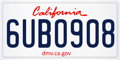 CA license plate 6UBO908