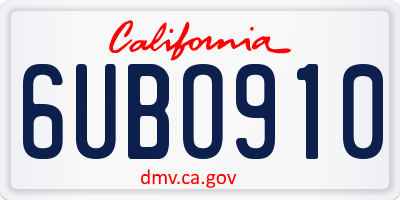 CA license plate 6UBO910