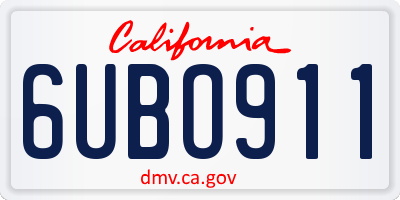 CA license plate 6UBO911