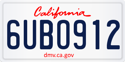 CA license plate 6UBO912