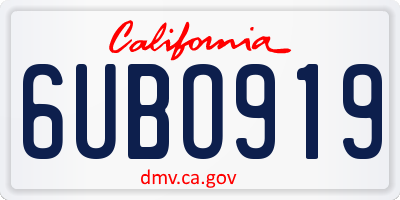 CA license plate 6UBO919