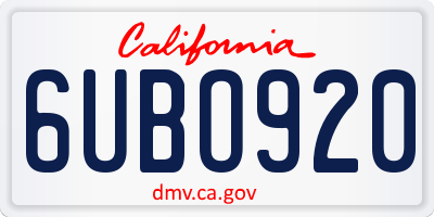 CA license plate 6UBO920