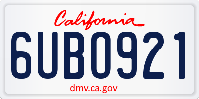 CA license plate 6UBO921