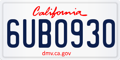 CA license plate 6UBO930