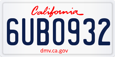 CA license plate 6UBO932