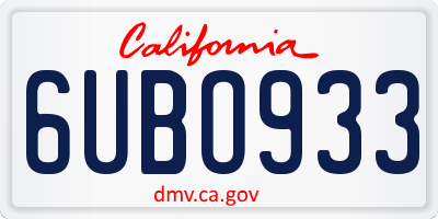 CA license plate 6UBO933