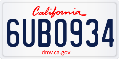 CA license plate 6UBO934