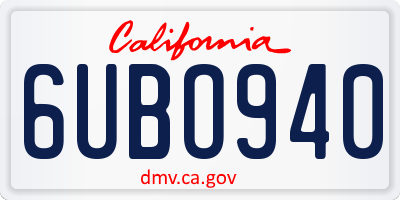 CA license plate 6UBO940