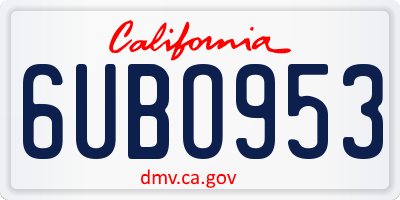 CA license plate 6UBO953