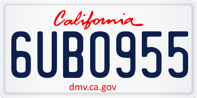 CA license plate 6UBO955