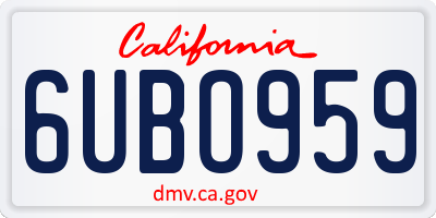 CA license plate 6UBO959