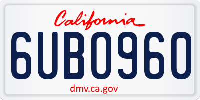 CA license plate 6UBO960