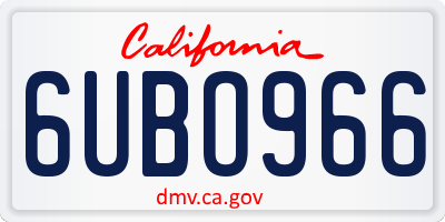 CA license plate 6UBO966