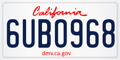 CA license plate 6UBO968