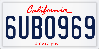 CA license plate 6UBO969