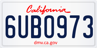 CA license plate 6UBO973