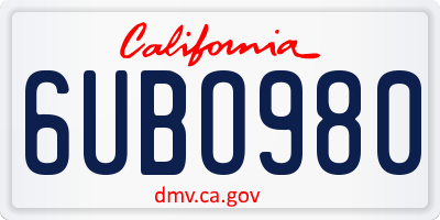 CA license plate 6UBO980