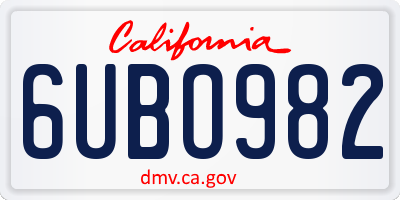 CA license plate 6UBO982