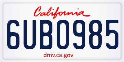 CA license plate 6UBO985