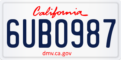 CA license plate 6UBO987