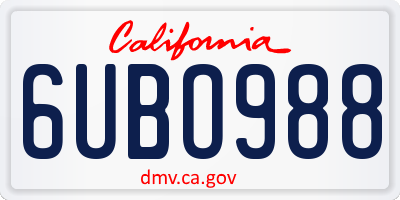 CA license plate 6UBO988