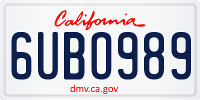 CA license plate 6UBO989