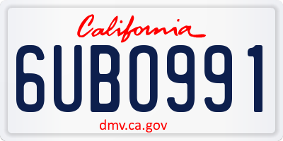 CA license plate 6UBO991