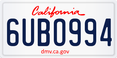 CA license plate 6UBO994