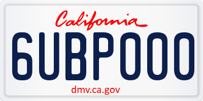 CA license plate 6UBP000