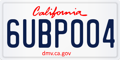 CA license plate 6UBP004