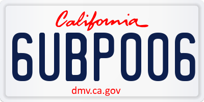 CA license plate 6UBP006