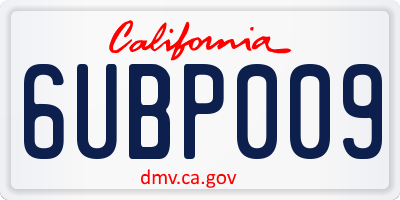 CA license plate 6UBP009