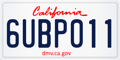 CA license plate 6UBP011
