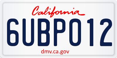 CA license plate 6UBP012