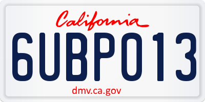 CA license plate 6UBP013