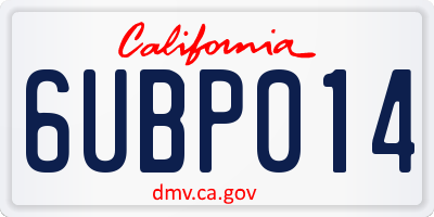 CA license plate 6UBP014