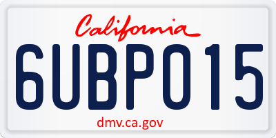CA license plate 6UBP015