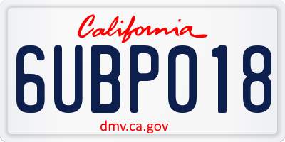 CA license plate 6UBP018