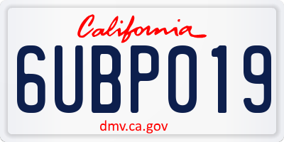 CA license plate 6UBP019