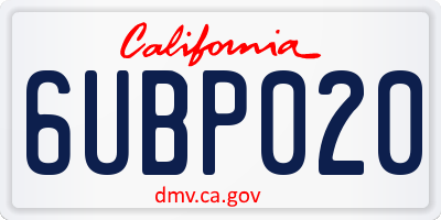CA license plate 6UBP020