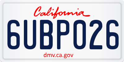 CA license plate 6UBP026