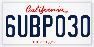 CA license plate 6UBP030